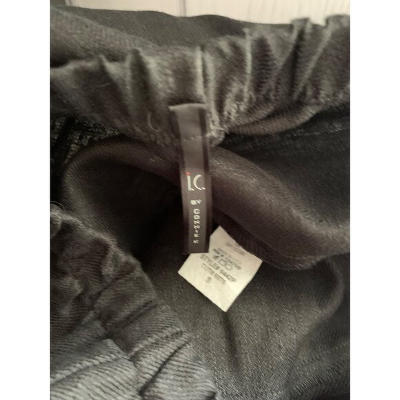 IC By Connie K  Small Wide Leg Black Linen Pants With White Trim & Button Detail - Picture 9 of 13